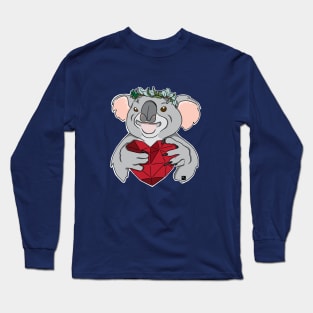 Koala with Eucalyptus Crown Long Sleeve T-Shirt